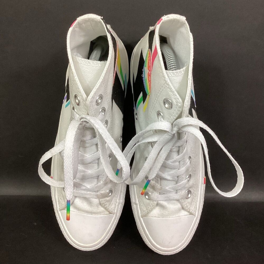 Converse CTAS High Pride Lightning Bolt Women's 8/Men's 6 White Rainbow 165715C - Picture 4 of 11